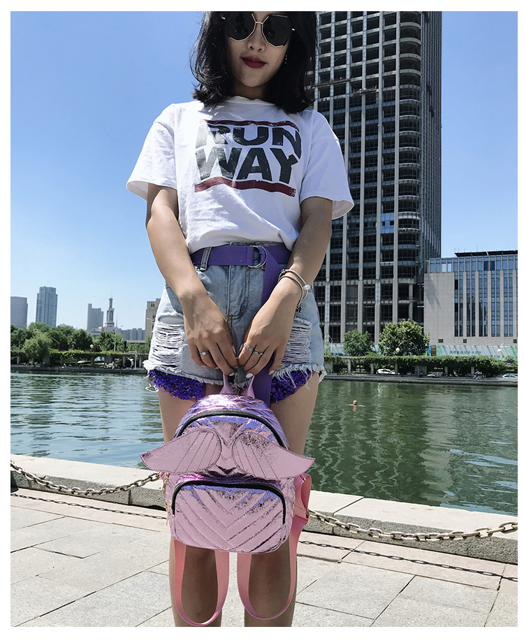 Fashion Pink Moustache Shape Decorated Backpack,Backpack