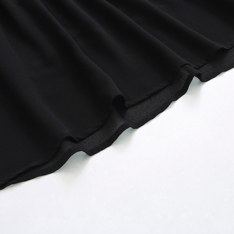 Fashion Black Hollow Out Design Pure Color Dress,Mini & Short Dresses