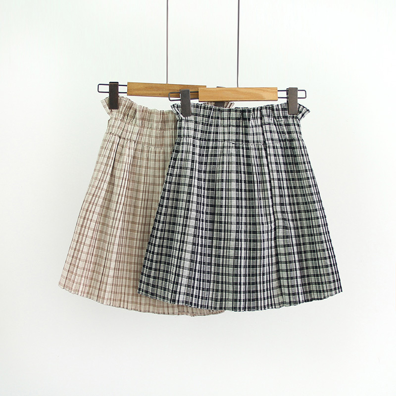 Fashion Black Grid Pattern Decorated Skirt,Shorts