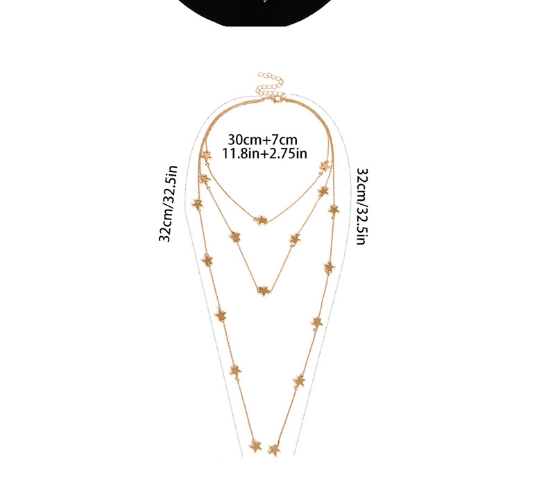 Fashion Gold Color Star Shape Decorated Multi-layer Necklace,Multi Strand Necklaces