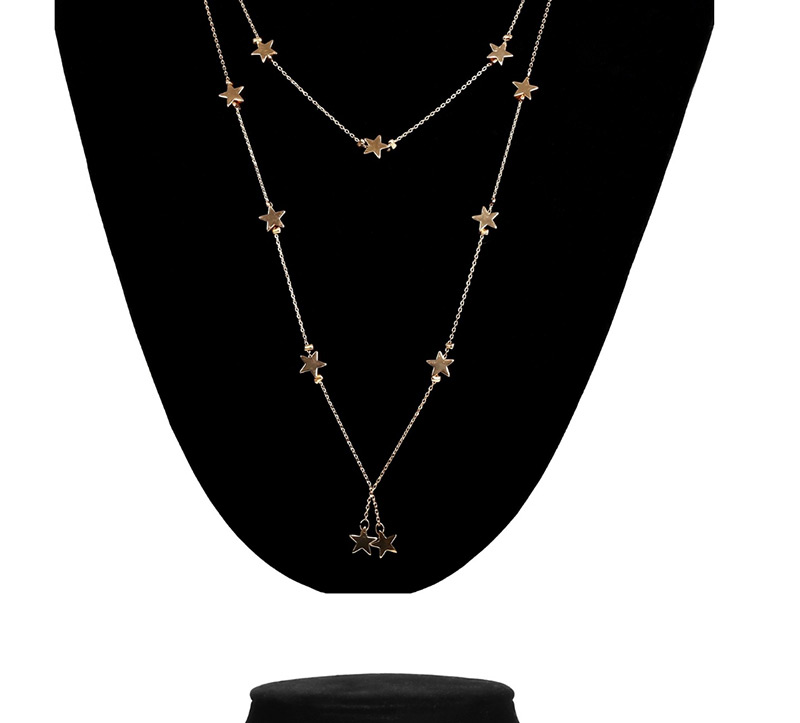 Fashion Silver Color Star Shape Decorated Multi-layer Necklace,Multi Strand Necklaces