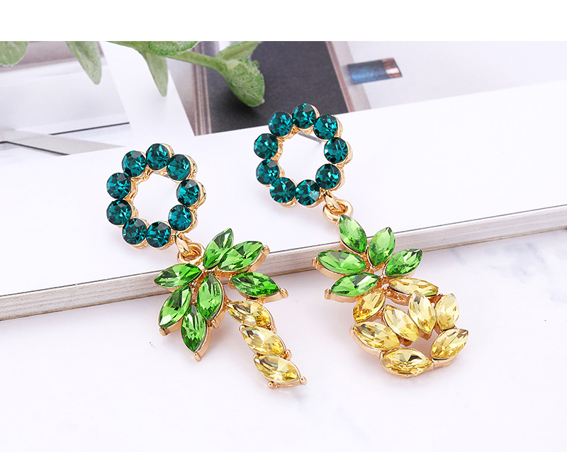 Fashion Green+yellow Pineapple Shape Decorated Earrings,Drop Earrings