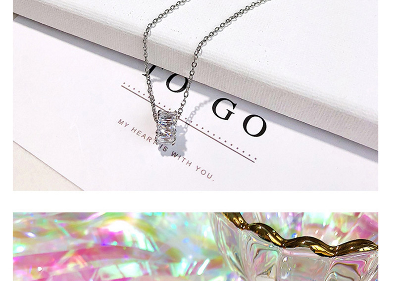 Fashion Silver Color Square Shape Decorated Necklace,Pendants
