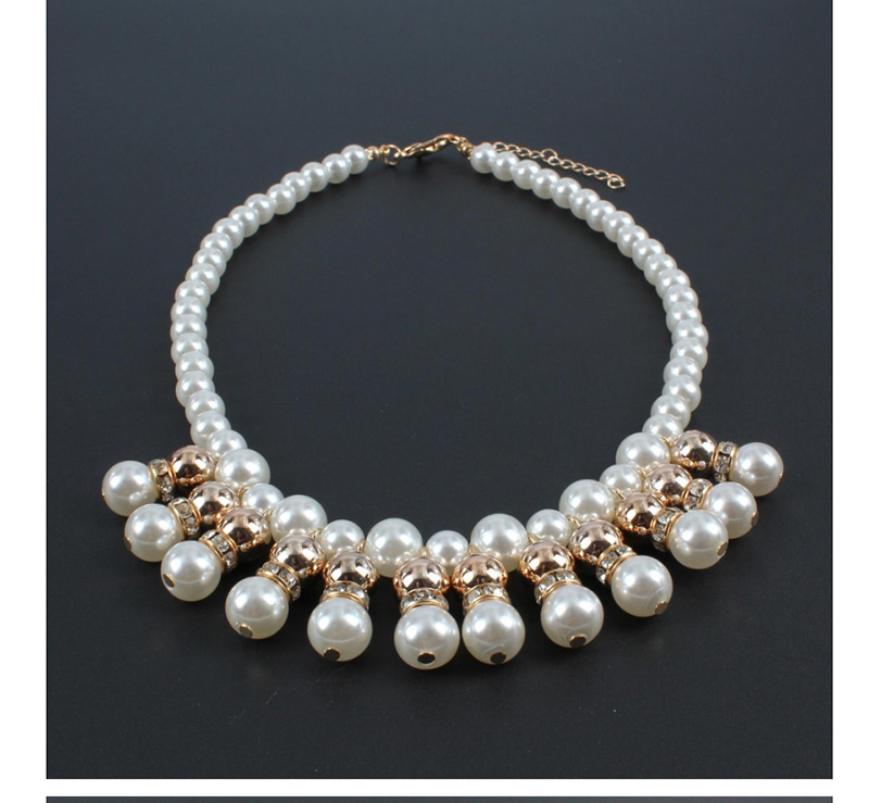 Fashion Khaki Full Pearl Decorated Necklace,Beaded Necklaces