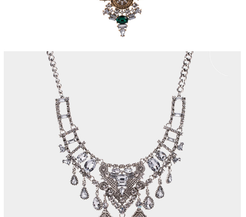 Fashion Silver Color+white Full Diamond Decorated Necklace,Bib Necklaces