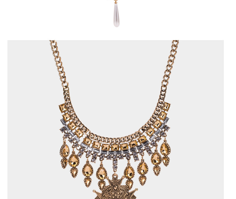 Fashion Silver Color Full Diamond Decorated Necklace,Bib Necklaces