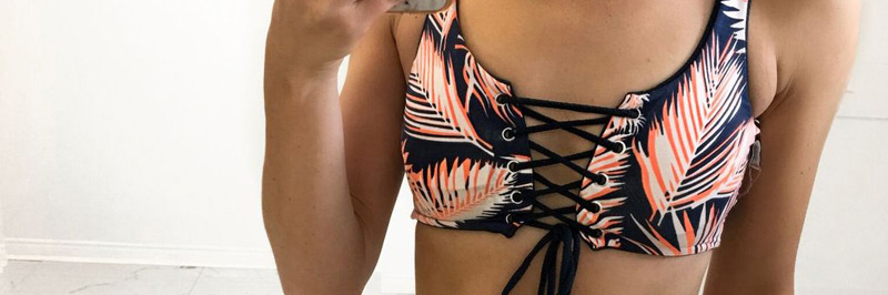 Sexy Orange Leaf Pattern Decorated Swimwear,Bikini Sets