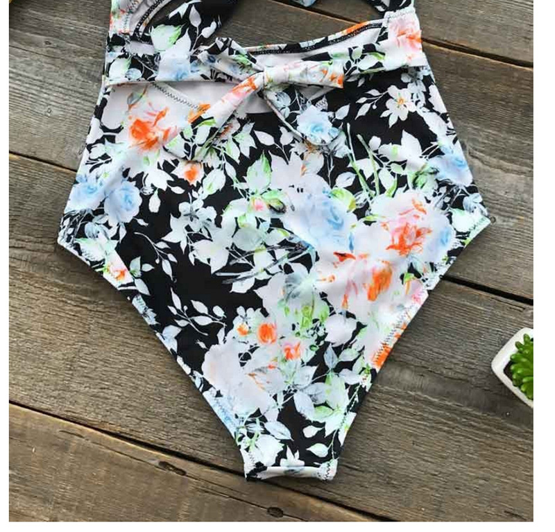 Sexy Multi-color Off-the-shoulder Design Flower Pattern One-piece Swimwear,One Pieces