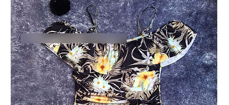 Sexy Multi-color Strappless Design Flower Pattern Swimwear,Swimwear Plus Size