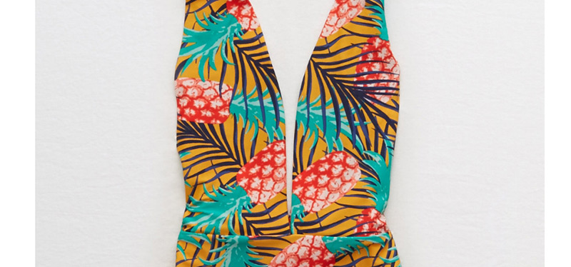 Sexy Multi-color Pineapple Pattern Decorated Swimwear,One Pieces