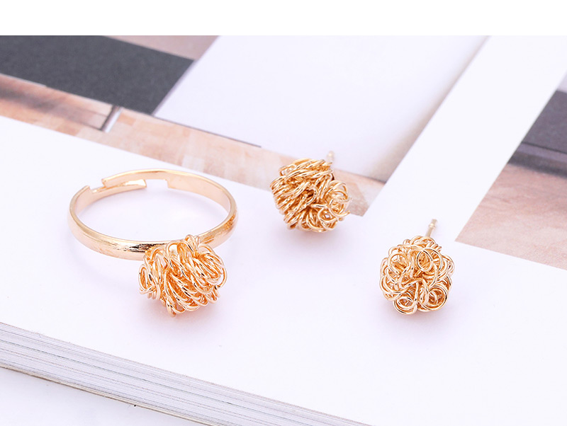 Fashion Gold Color Flower&star Shape Decorated Earrings&Rings (12 Pcs ),Jewelry Sets