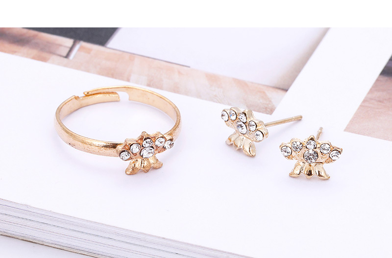 Fashion Gold Color Lock Shape Decorated Earrings&Rings (12 Pcs ),Jewelry Sets