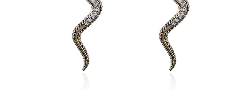 Vintage Gold Color Snake Shape Decorated Earrings,Drop Earrings
