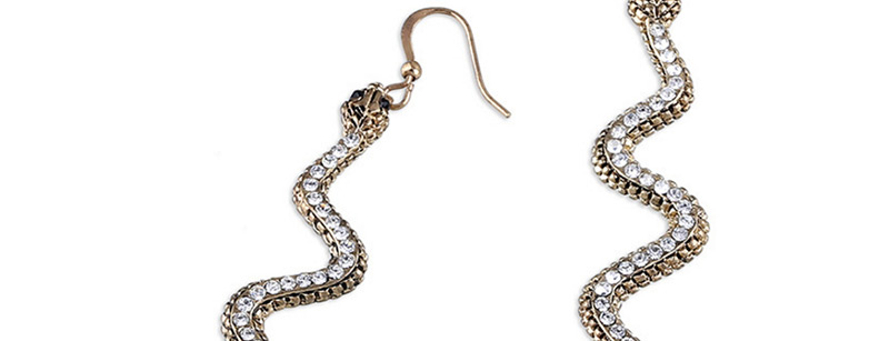 Vintage Gold Color Snake Shape Decorated Earrings,Drop Earrings