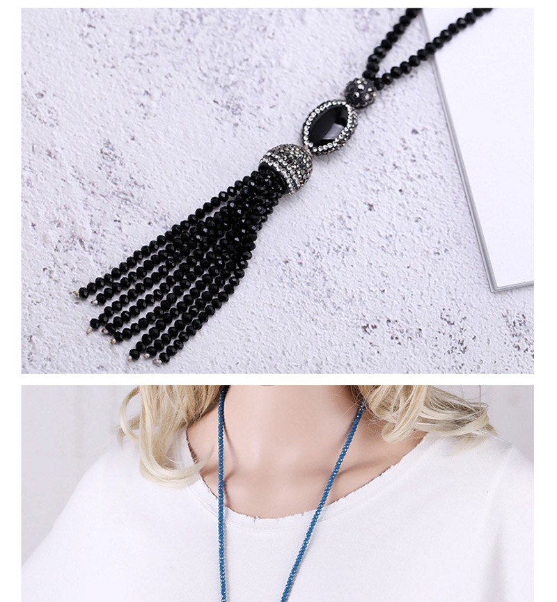 Fashion Blue Tassel Decorated Necklace,Beaded Necklaces