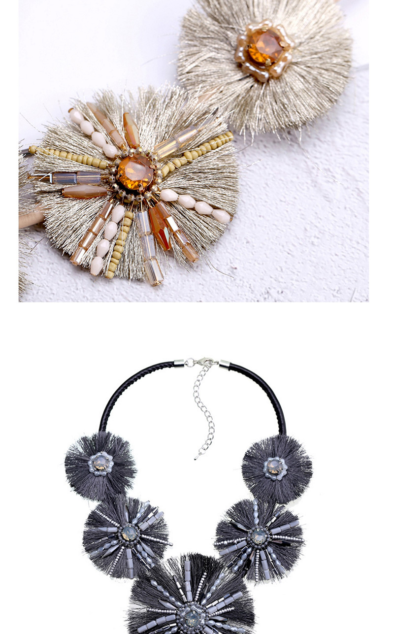 Fashion Gray Tassel&bead Decorated Necklace,Bib Necklaces