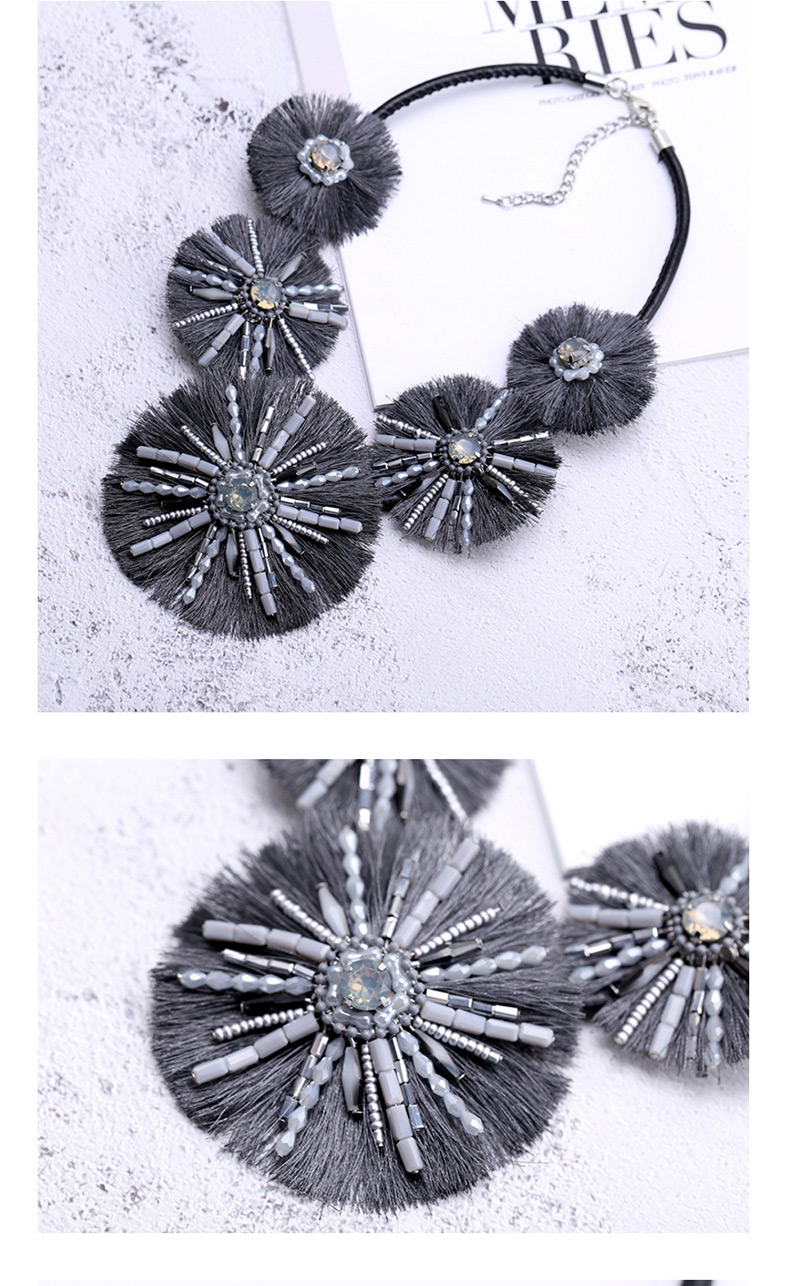 Fashion Gray Tassel&bead Decorated Necklace,Bib Necklaces