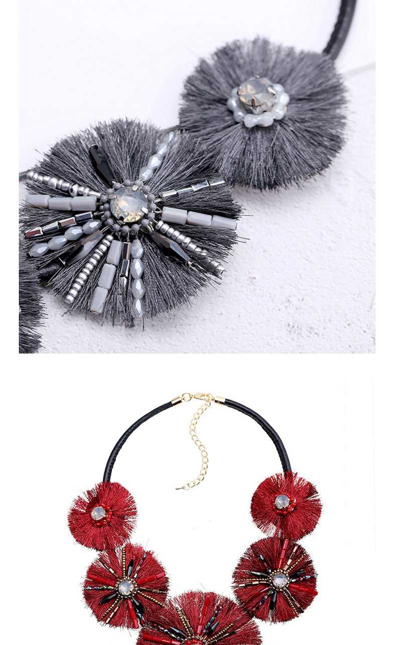 Fashion Red Tassel&bead Decorated Necklace,Bib Necklaces