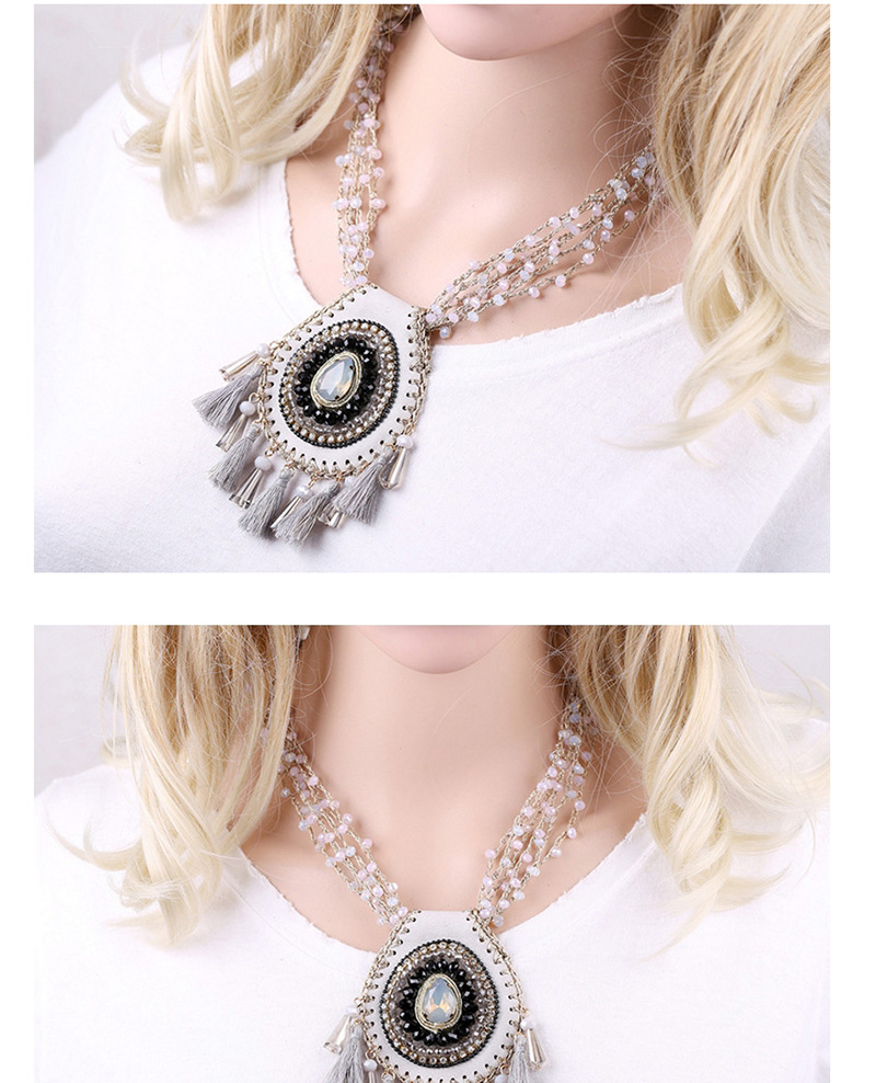 Fashion Gray Tassel Decorated Necklace,Pendants