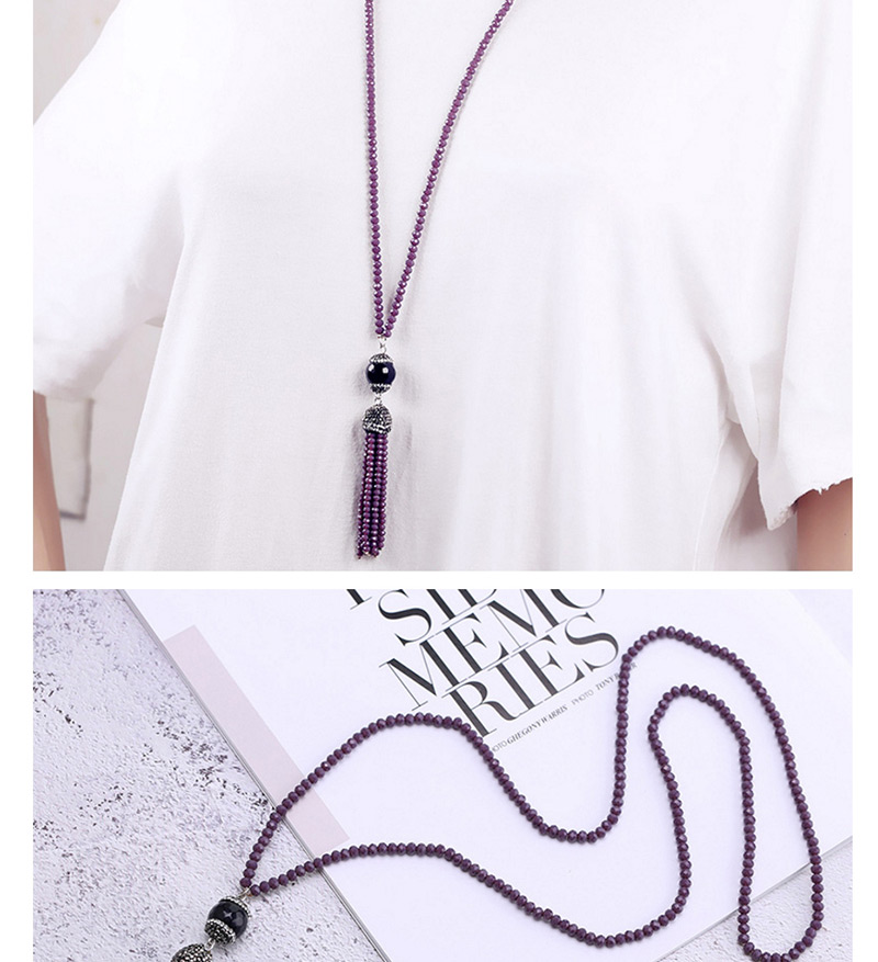 Fashion Purple Tassel Decorated Necklace,Beaded Necklaces