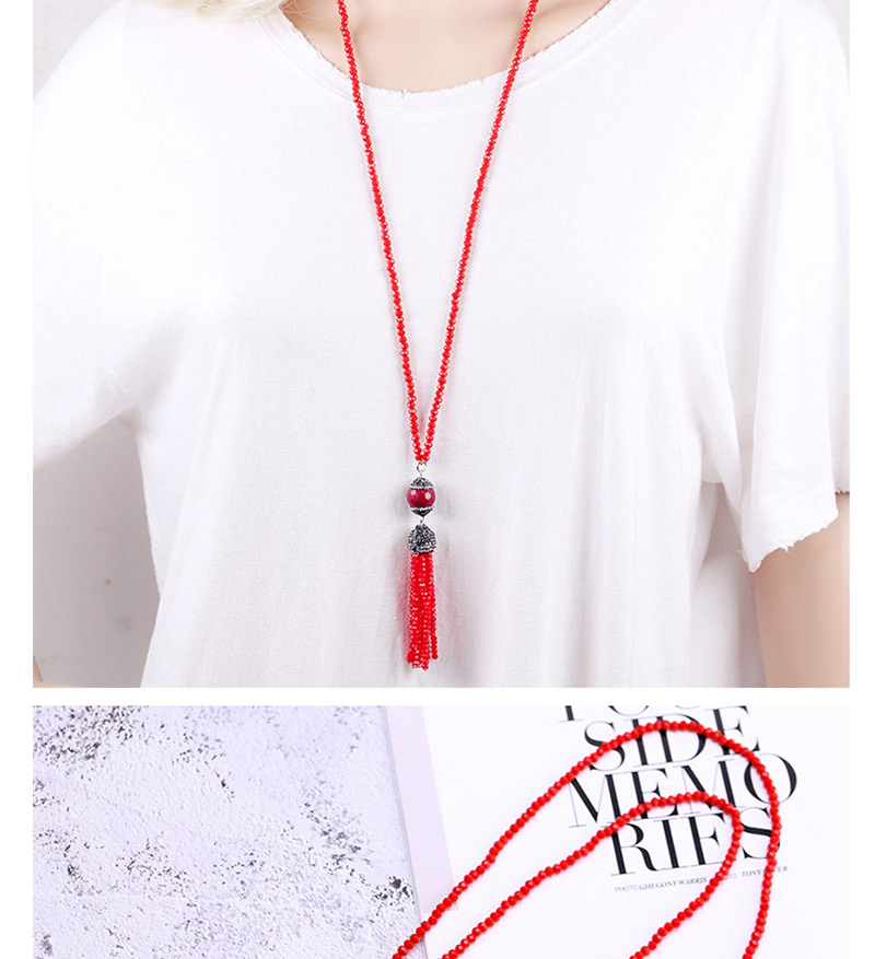 Fashion Red Tassel Decorated Necklace,Beaded Necklaces