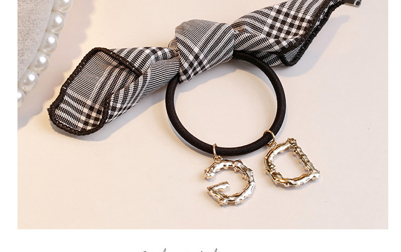 Fashion Black+white Grid Pattern Decorated Hair Band,Hair Ring