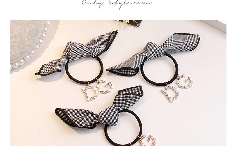 Fashion Black+white Grid Pattern Decorated Hair Band,Hair Ring