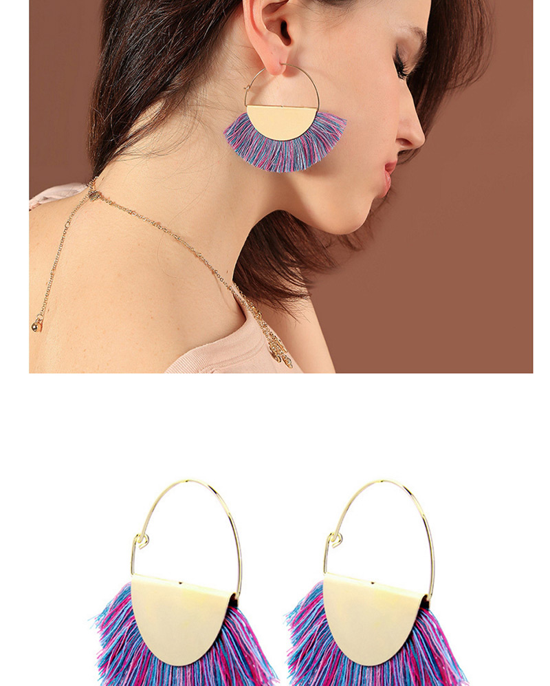 Fashion Purple Semicircle Shape Decorated Earrings,Hoop Earrings