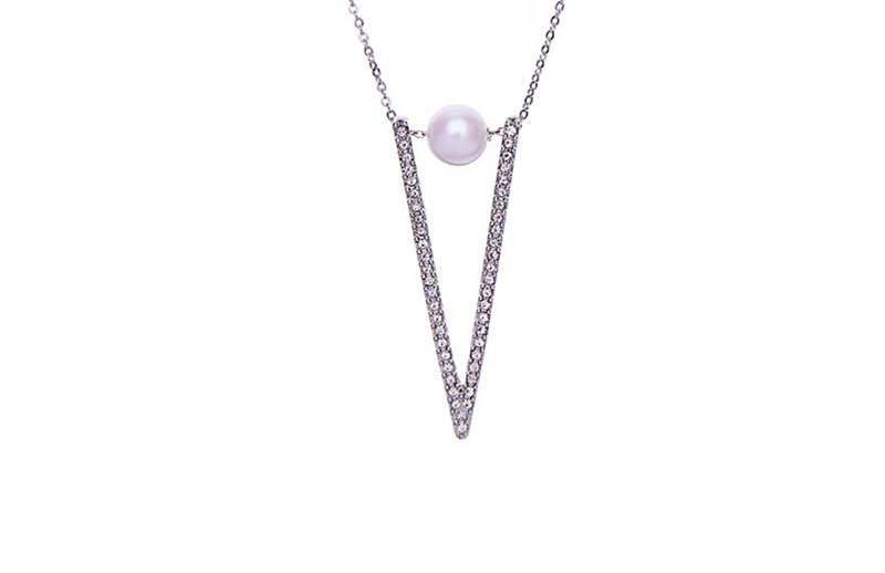 Simple Silver Color Pearl Decorated Necklace,Pendants