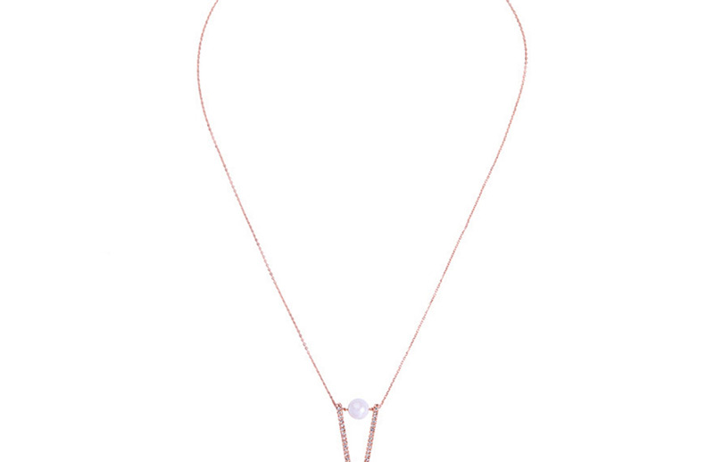 Simple Rose Gold Pearl Decorated Necklace,Pendants