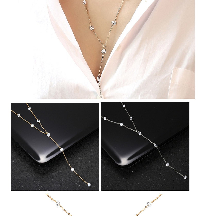 Fashion Gold Color Diamond Decorated Necklace,Multi Strand Necklaces