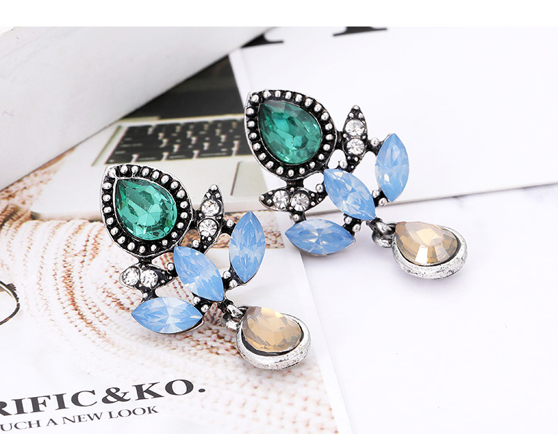 Fashion Blue Water Drop Shape Decorated Earrings,Stud Earrings