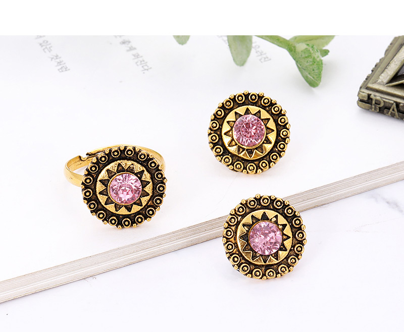 Fashion Gold Color Round Shape Decorated Earrings&rings Set (12 Pcs ),Jewelry Sets