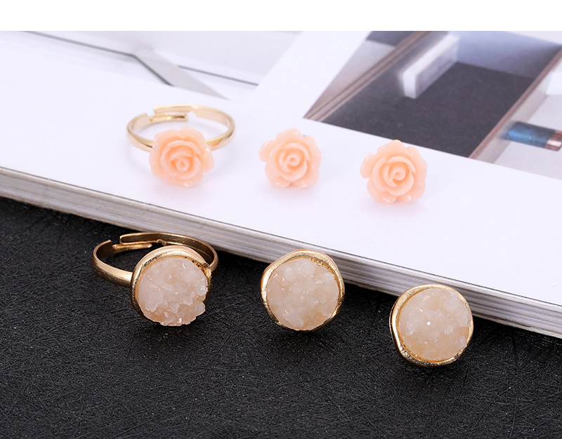 Fashion Gold Color Round Shape Decorated Earrings&rings Set (12 Pcs ),Jewelry Sets