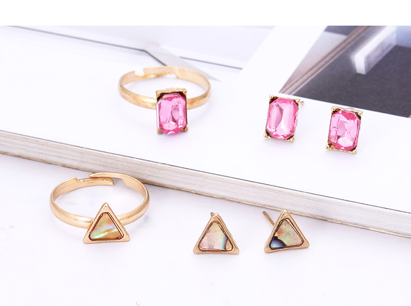 Fashion Gold Color Square Shape Decorated Earrings&rings Set (12 Pcs ),Jewelry Sets