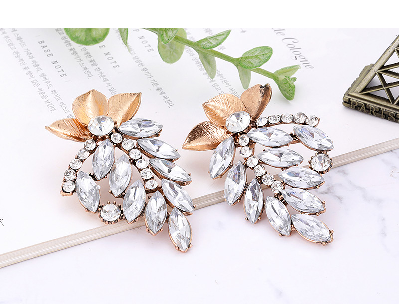 Fashion Light Blue+gold Color Flower Shape Decorated Earrings,Stud Earrings
