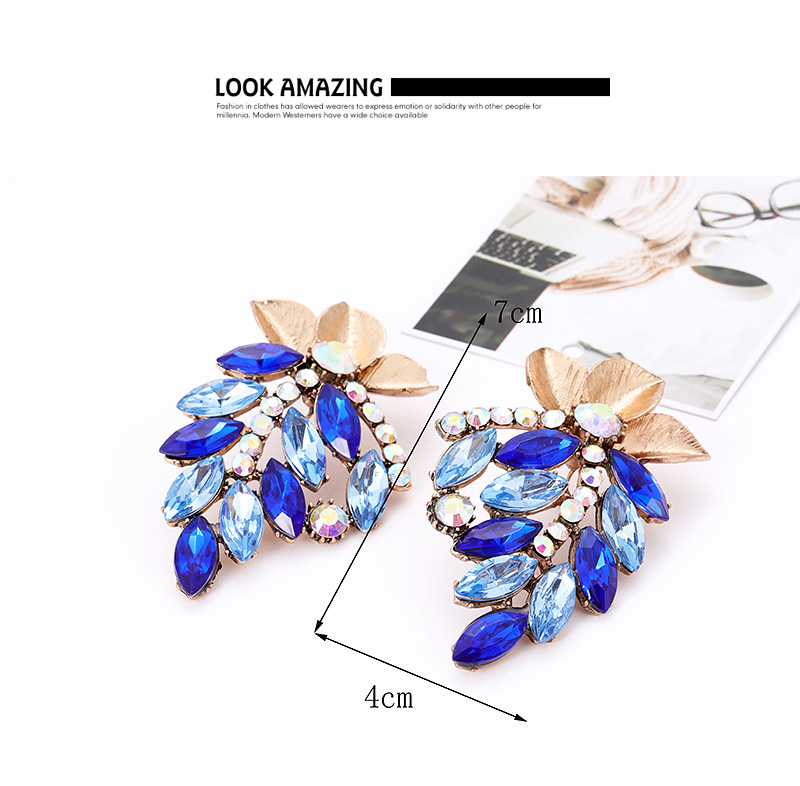Fashion Light Blue+gold Color Flower Shape Decorated Earrings,Stud Earrings