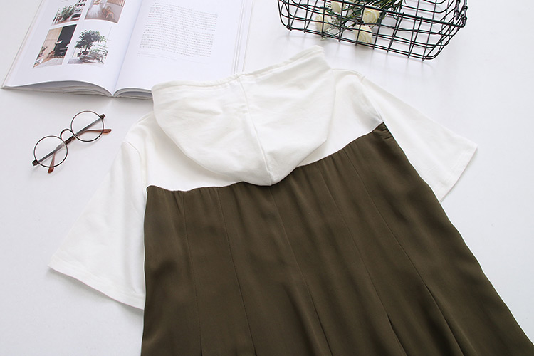 Fashion White+olive Green Letter Pattern Decorated Dress,Mini & Short Dresses