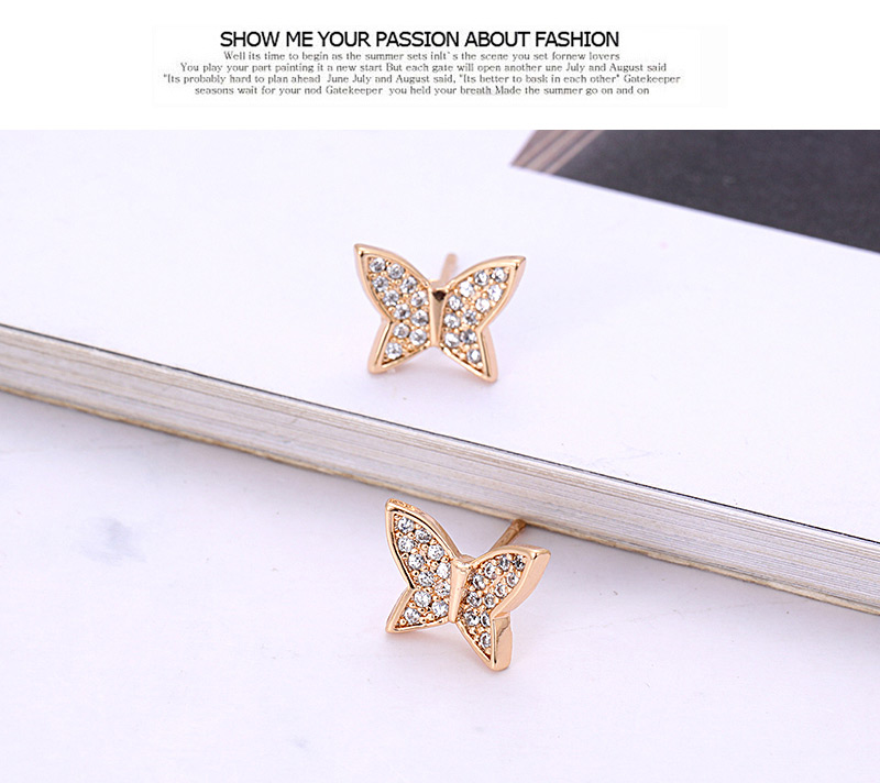 Fashion Gold Color Butterfly Shape Decorated Earrings,Earrings