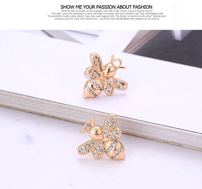 Fashion Gold Color Bee Shape Decorated Earrings,Earrings