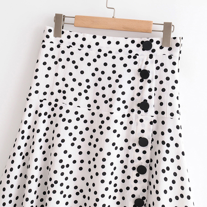 Fashion White Spot Pattern Decorated Skirt,Skirts