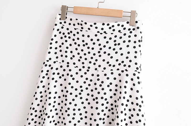 Fashion White Spot Pattern Decorated Skirt,Skirts