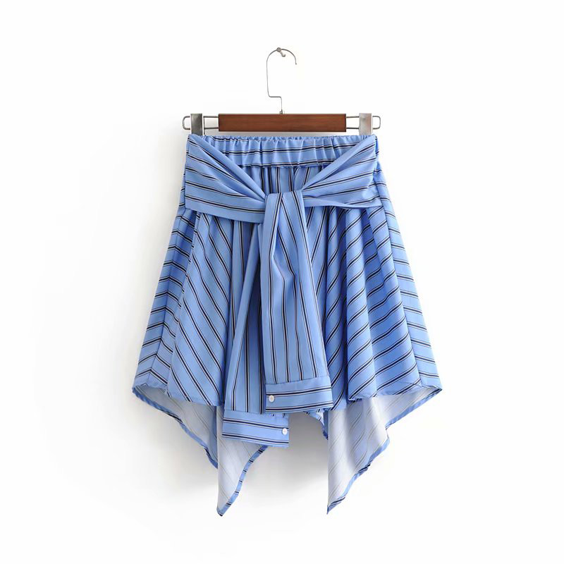 Fashion Blue Stripe Pattern Decorated Skirt,Skirts