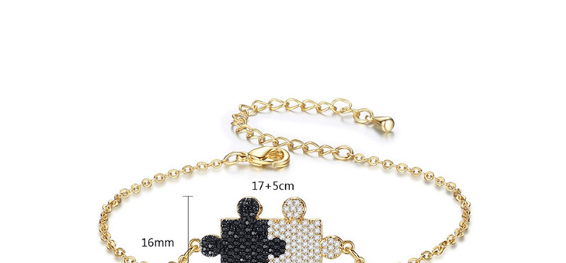 Simple Gold Color+black Jigsaw Shape Decorated Bracelet,Bracelets