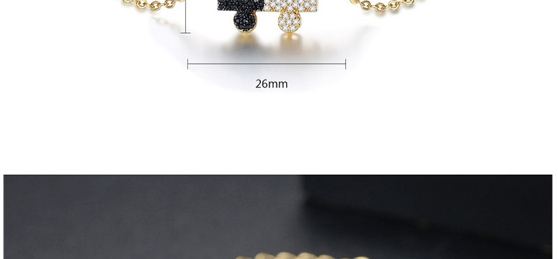 Simple Gold Color+black Jigsaw Shape Decorated Bracelet,Bracelets