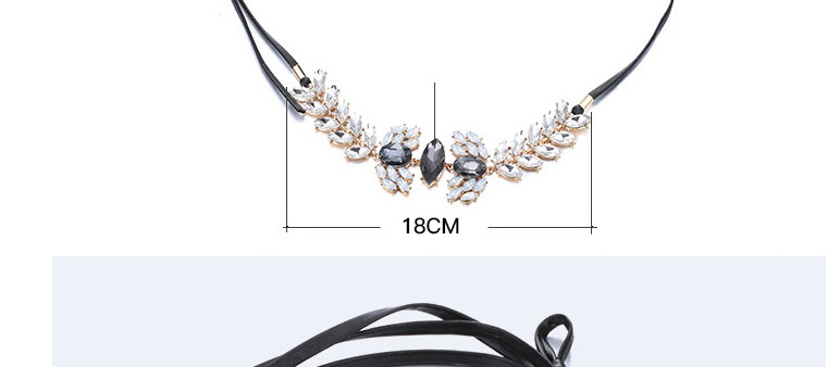 Fashion Gold Color+black Diamond Decorated Necklace,Chokers