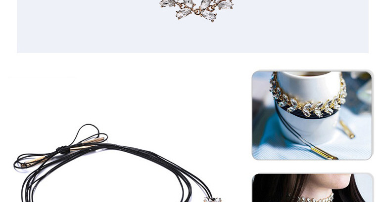 Fashion Gold Color+black Leaf Shape Decorated Necklace,Chokers