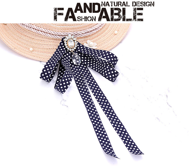 Fashion Navy Spot Pattern Decorated Bowknot Brooch,Korean Brooches