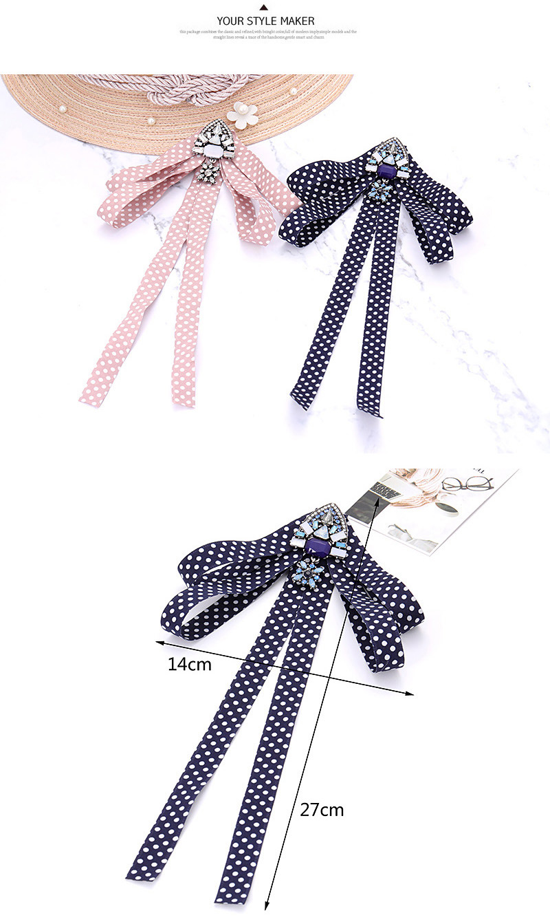 Fashion Navy Spot Pattern Decorated Bowknot Brooch,Korean Brooches