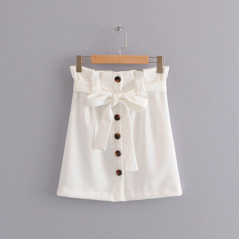 Fashion White Button Decorated Pure Color Skirt,Skirts